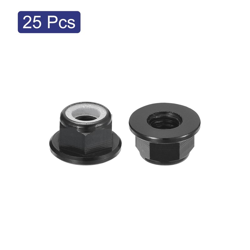 sourcing map 25Pcs M10 Aluminum Alloy Flange Nylon Insert Lock