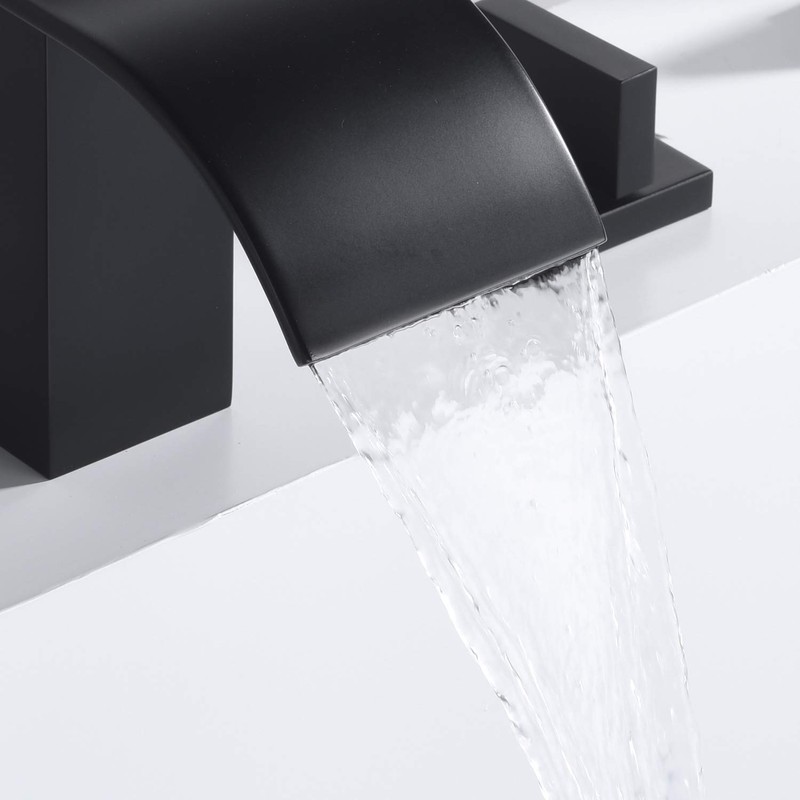 sumerain Black Waterfall Tub Faucet Deck Mount 3 Hole Widespread