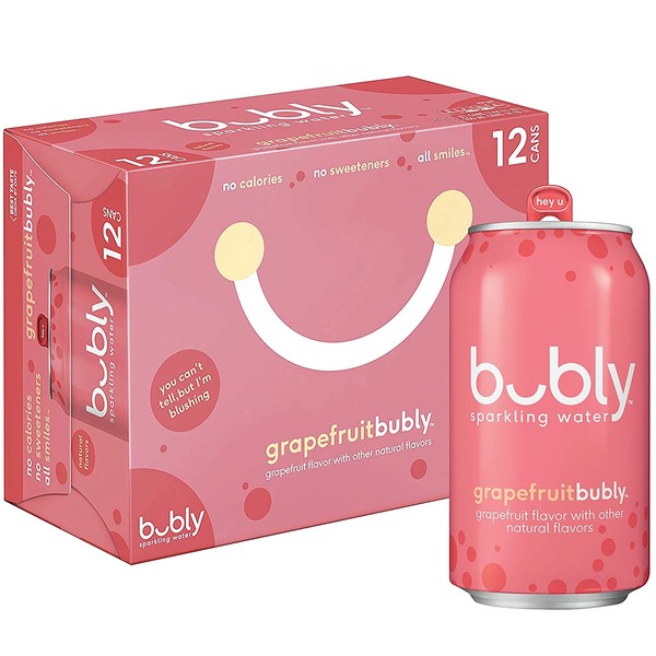 bubly Sparkling Water, Grapefruit, 12 ounce Cans (Pack of 12)