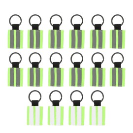 PATIKIL 16 Pcs Reflective Keychain, Reflective Strips High Visibility Safety Keychain Tags Lanyards Pendants Bright Zipper Pulls Waterproof for Backpack Running Cycling, Green 2