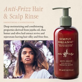 SIMPLY ORGANIC Frizz Control Deep Scalp & Hair Conditioner, Made in Italy, All Natural Cruelty Free Hair Care for Women & Men, Aloe, Jojoba Oil, Olive Leaf Extract, 8.5 fl oz/251ml, ANTI-FRIZZ