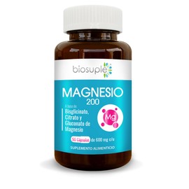 BIOSUPLE | Magnesio de alta absorción | 90 Cápsulas, Adicionado con 3 MAGNESIOS: Glicinato, Citrato, Gluconato y Vitamina C.