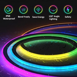 Yeenoon 16.4FT LED Neon Rope Lights for Boat, Flexible RGB LED Rope Lights, Control with APP/Remote IP68 LED Boat Lights for Pontoon, Bass Boat, Kayak, Jon Boat, Cabin, Deck