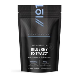 Bilberry Extract 7500mg - Potent 25% Anthocyanidins from 50:1 Vaccinium Uliginosum Extract - 90 Vegan Capsules (3 Months Supply) by Alpha01