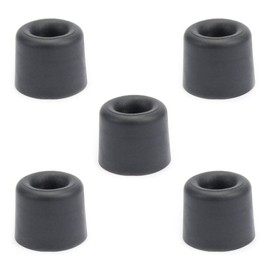 sossai® 5 x Door Stops NTS | Model: Anke | Height: 24 mm | Diameter: 30 mm | Colour: Black | For Screwing (Including Mounting Material) | Floor Mounting