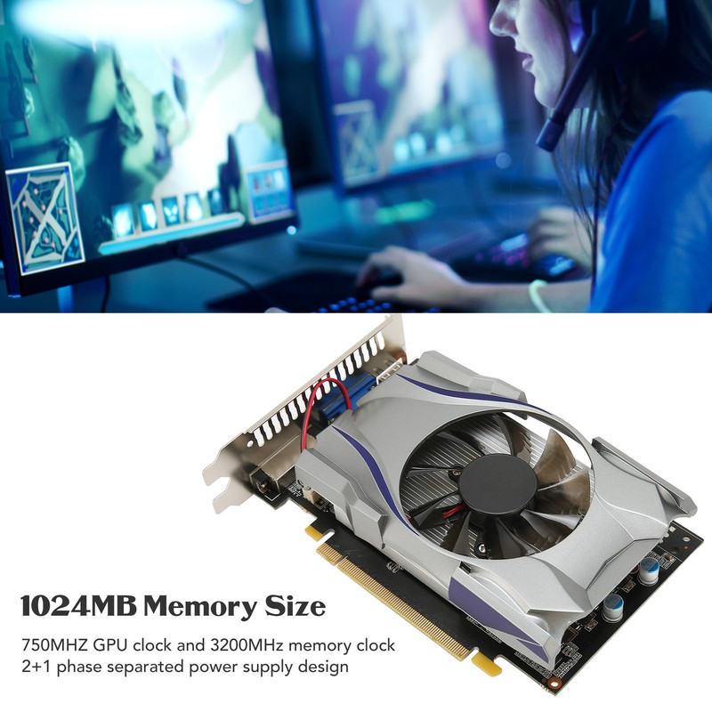 Gaming Graphics Card 1GB 128Bit GDDR5 PCI Express 2.0 3200MHZ