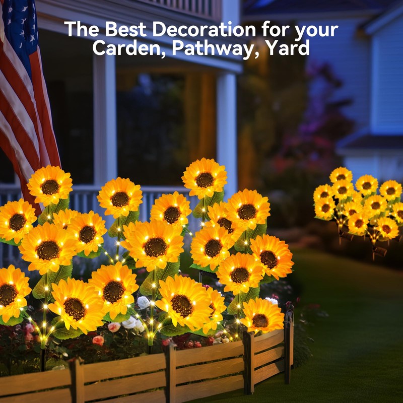 KOOPER Solar Lights Outdoor Decor - Upgraded 3 Pack Solar