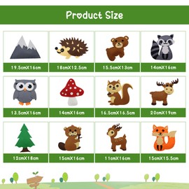 OMJMYY 12 Stück Nähset Kinder ab 6 Jahre DIY Tierformen Filz Nähen Kinder Filzset Tierformen Animals Sewing Kit Filztiere Nähen Set Bastelset Häkeln für Anfänger(Animals)