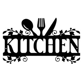 Yuelulala Metal Kitchen Sign, Black Metal Kitchen Wall Art, Word Wall Art, Walls, Dining Room, Living Room, Housewarming Country Farmhouse Decorations for Home (A91-1)