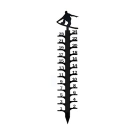 Snow Gauge, 24 Inch Iron Art Snowfall Measuring Gauge, Handmade Metal Snow Measuring Stick, Snowflake & Rain Gauges Decorative for Yard, Garden, Lawn (C# Skateboard)