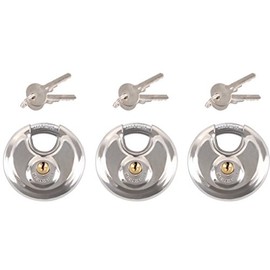 iapyx 3-Piece Set Discus Lock 70mm Diameter Padlock Lock Safety Lock High-Strength Rust-Free Weatherproof