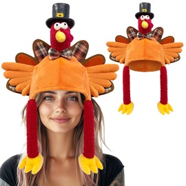 Dnicukii Funny Thanksgiving Hats for Adults, Plush Turkey Hat for Thanksgiving Night Event Dress-up Party Thanksgiving Party Favor Supplies