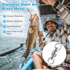 M METERXITY 30-Pack Ball Bearing Fishing Swivels, 5# 0.98In (25mm) Stainless Steel Lure Leader Line Connector for Fishing/Saltwater/Freshwater, High Strength Welded Ring [Silver]