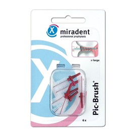 miradent Pic-Brush® Interdental Brush XL Bordeaux 6.5 mm with Proven Attachment Function Pack of 6 | For Optimal Thorough Cleaning of Interdental Spaces, Brackets, Braces, Bridges