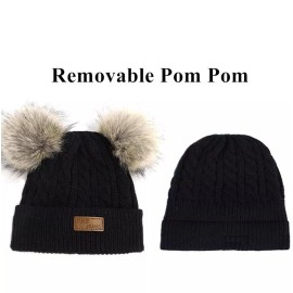 Century Star Infant Toddler Woolen Hat Winter Twist Double Pom Pom Knitted Beanie One Sz.