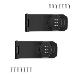 VIDYSUFYR Password Rotary Hasp Locks, 2 Pack Door Security Slide Latch Lock,Black Digit Combination Lock for Small Doors, Cabinets, Barn Door, Bathroom, Outdoor, Garage, Garden