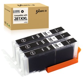 EXCERCUS Compatible Ink Cartridge Replacement for Canon 280 281 CLI 281 CLI-281 XXL (3 Black) for Pixma TS702 TS6120 TS6220 TS6320 TR7520 TR8520 TS9520 TS9521C TS8220 TS8322