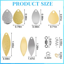 Colorado Spinner Blades for Lure Making,165pcs Spinner Making Supplies Kit DIY Spoons Rigs Colorado Willow Blades Lure Accessories Set for Walleye Bass Fishing