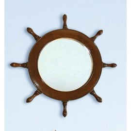 SH 17.5" Wooden Ship Wheel Mirror