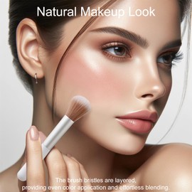 10-Piece Set Fluffy Beauty Makeup Brushes, Portable Blending Brushes with Eyebrow and Powder Application, White Mushroom-Design Plastic Travel Brushes for Makeup