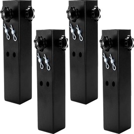 WUWEOT 4 Pcs Table Leg Extenders for Folding Tables, Adjustable Metal Square Straight and Bent Legs Risers, 2 Levels/Heights Table Height Extenders for Rise 3.7"/ 5.9"
