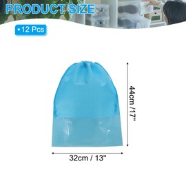 PATIKIL Drawstring Shoe Bag, 12 Pack 17 x 13 Inch Travel Shoe Bags Non-Woven Shoe Storage Bag Boots Shoes Organizer Pouch for Travel Home, Blue