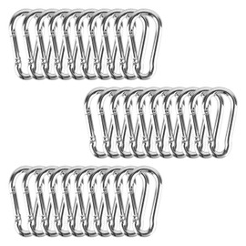 Pack of 30 Carabiner Hooks, Stainless Steel, Small, 4 x 40 mm Carabiner Keyring, Aluminium Carabiner for Fishing, Hiking, Backpack (Silver)