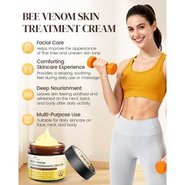 GAJUANR Bee Venom Moisturizing Cream, All-in-One Nourishing Moisturizer with Hyaluronic Acid, Firming & Hydrating Face and Body Cream, Natural Gentle Formula for All Skin Types (50g * 2PCS)