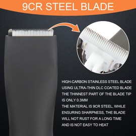 MINICANDY Professional Body Hair Trimmer, Waterproof, 9CR Steel Blade, 4500mAh Battery with 5-Hour Runtime, Charging Base, Black