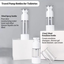 3Pcs Transparent Airless Pump Bottles Refillable Empty Clear Travel Lotion Pump Containers for Lotion Essence Toner