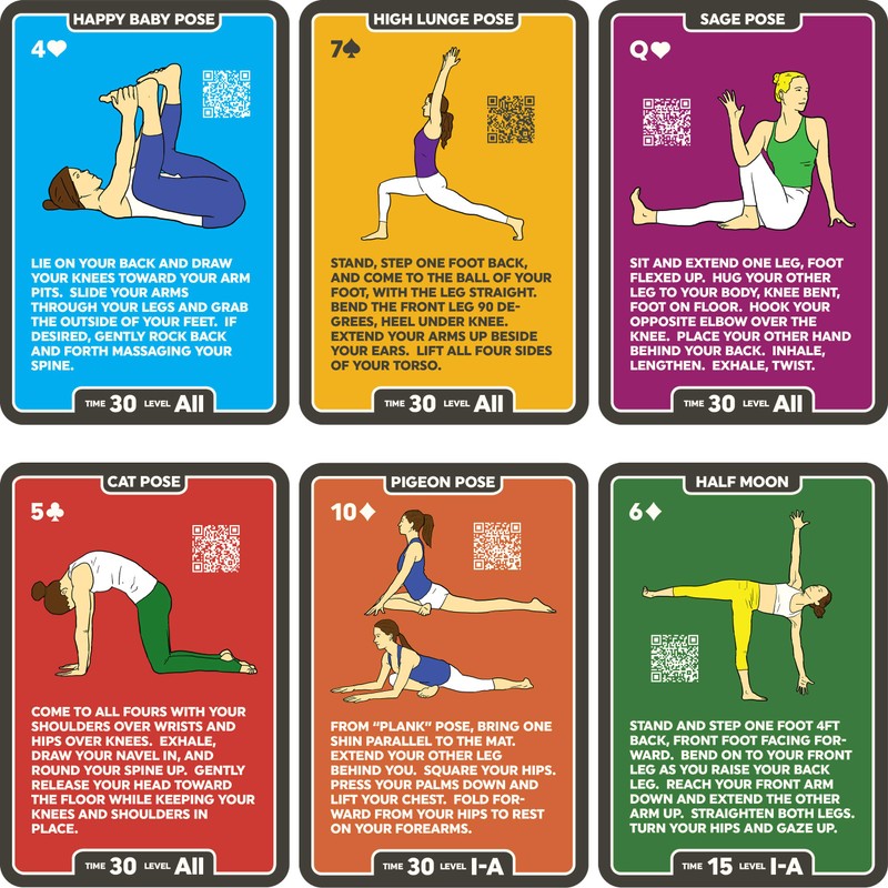 Stack of 52 Yoga Practice Cards: Designed by a Certified