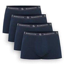 BAMBOOVEN Breathable Trunks with Pouch – Rayon Made From Bamboo Sweat-Wicking Underwear, Anti-Chafing, Large(4 Pack) Navy