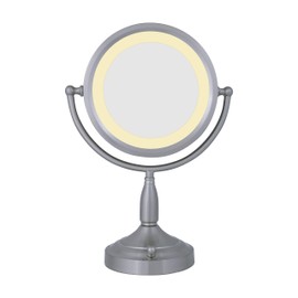 Zadro 11” Dia. Incandescent Lighted Makeup Mirror with Magnification 8X/1X Dimming Desk Mirror with Light 2 20-Watt Bulbs
