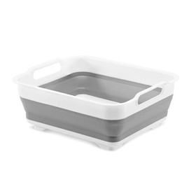 madesmart Collapsible Wash Basin - Grey/White | SINKWARE Collection | Foldable for Easy Storage and Space Saving | Handles for Portability | BPA-Free