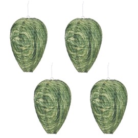 SPENCER SPENCER HAPPUCATION 4 Pack Wasp Nest Decoy Hanging Fake Wasp Nest Stay Away from Wasps Hornets Yellow Jackets Outdoor Waterproof Material Home Garden Yard Nest Decoy Wasp, 8.7" x 11" (Green)