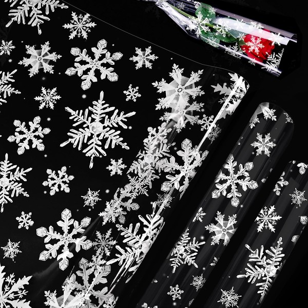 Christmas Wrapping Paper - ADQUATOR 5m×80cm 3D White Snowflake Hamper