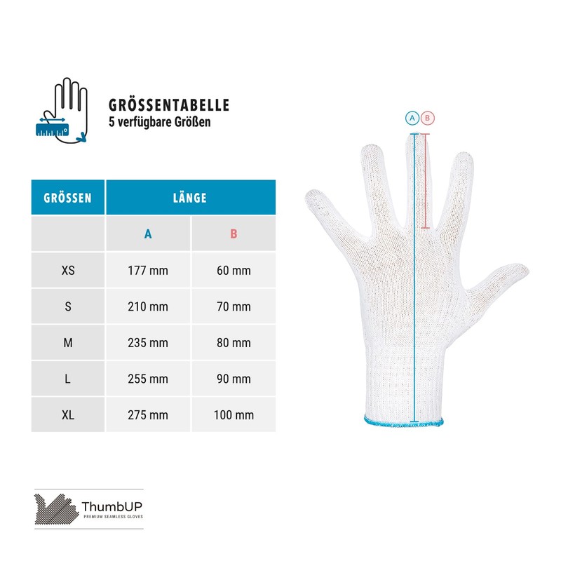 ThumbUP -Supersoft Pack of 6 Pairs 100% Cotton Gloves, for
