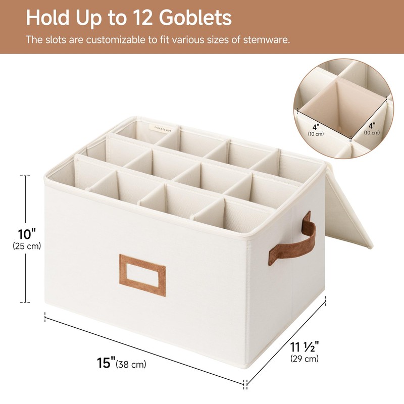 StorageWorks Stemware Storage Cases, Hard Shell Wine Glass Storage Box