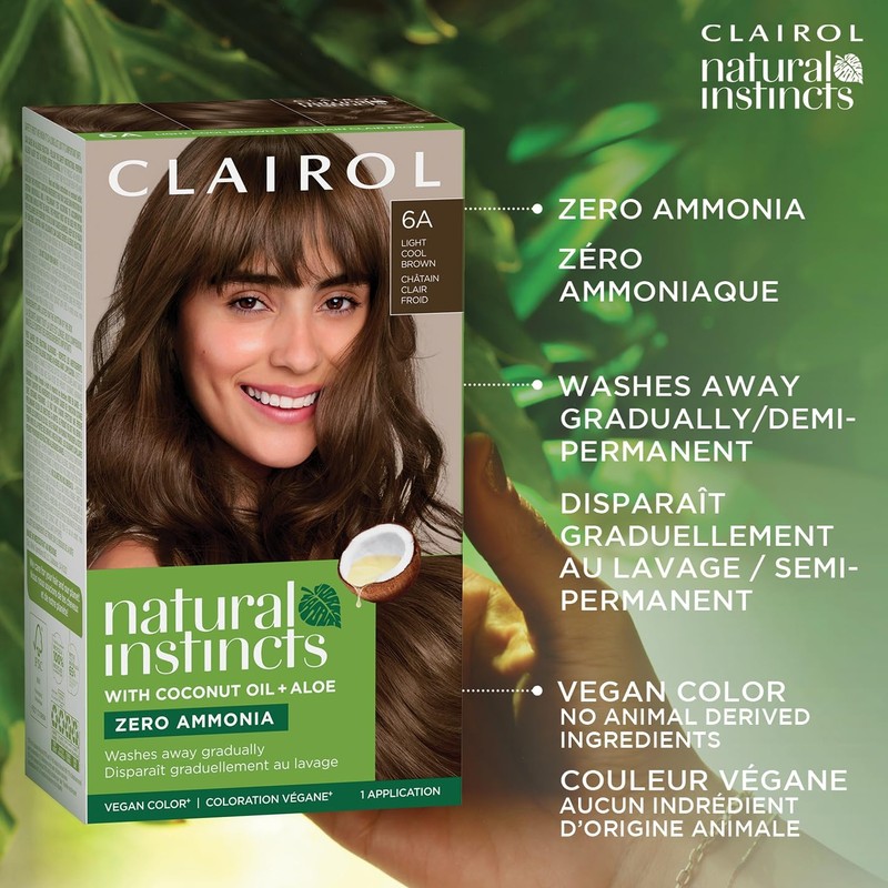 Clairol Natural Instincts Demi-Permanent Hair Dye, 6A Light Cool Brown