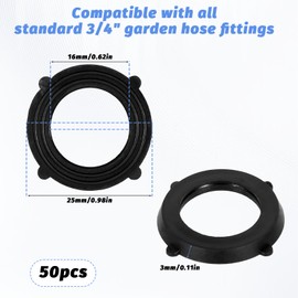 Exircy 50 Pcs Garden Hose Washers Hose Ring Heavy Duty Rubber Washer Hoses Seal Waters Fit All Standard 3/4" Water Faucet and Garden Hoses
