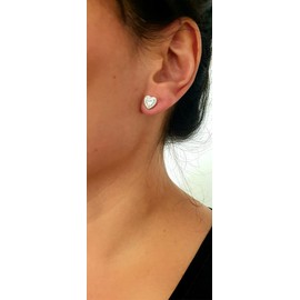 Ladies Cubic Zirconia Sparkly Heart Shaped Stud Earrings in 925 Sterling Silver for Women with Gift Box