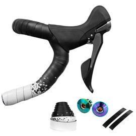 GORIX Bar Tape Handlebar Grip Wrap+2 Fixed Bar Plug 2 Color Road MTB Bicycle Cycling(GX-097BD(Global Edition)) (White)