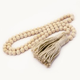 Farmhouse Beads Wooden Garland- Tassels Boho Rustic Style Hanging Beads 60"