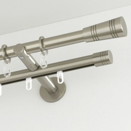 GARDINIA Endknöpfe für Gardinenstangen, 2 x Endstück Apollo, Serie Chicago, Metall, Edelstahl-Optik, Durchmesser 20 mm