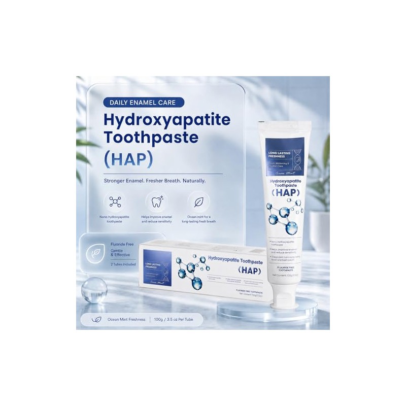 Nano Hydroxyapatite Toothpaste, 7.5%, Fluoride-Free, 2 Pack | Fresh mint