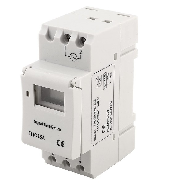Timer Switch THC15A,THC15A 220‑240VAC 20A DIN Rail Digital Programmable Timer