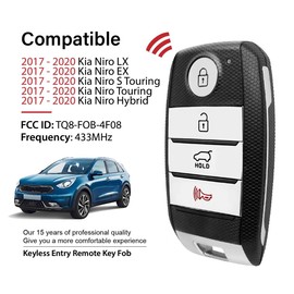 Car Key Fob Remote Keyless Entry Control TQ8-FOB-4F08 433MHz 4 Button Replacement for 2017-2020 Kia NIRO LX EX S Touring Hybrid - 2 Pack