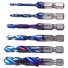 6pcs Spiral Tap Drill Bit Set Blue Plating Coating Hex