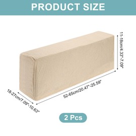 uxcell 2 Pcs Stretch Armrest Covers, Polyester Couch Armchair Cover Water Resistant Plaid Chair Arm Rest Slipcovers for Sofa Recliner, Light Beige