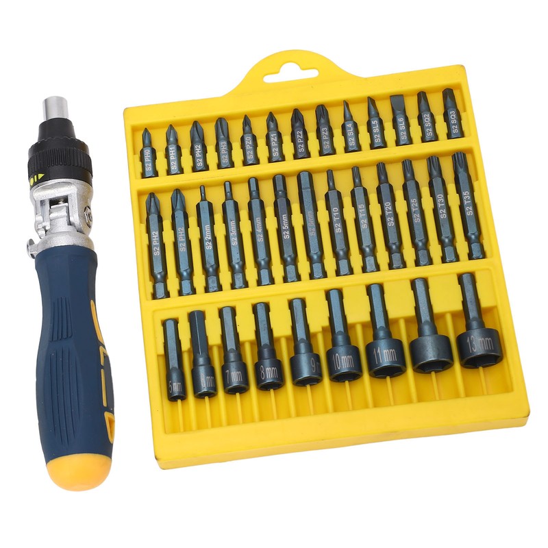 36Pcs Screwdriver Set Magnetic Rotatable Base 1/4 Socket Ratchet Screwdriver